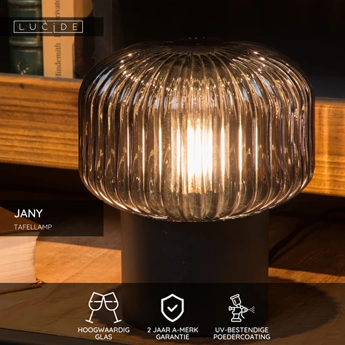 Lucide JANY - Tafellamp - Ø 16 cm - 1xE14 - Zwart - USP